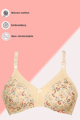 Skin Breatheable Cotton Bra with Full Cup Embroidery