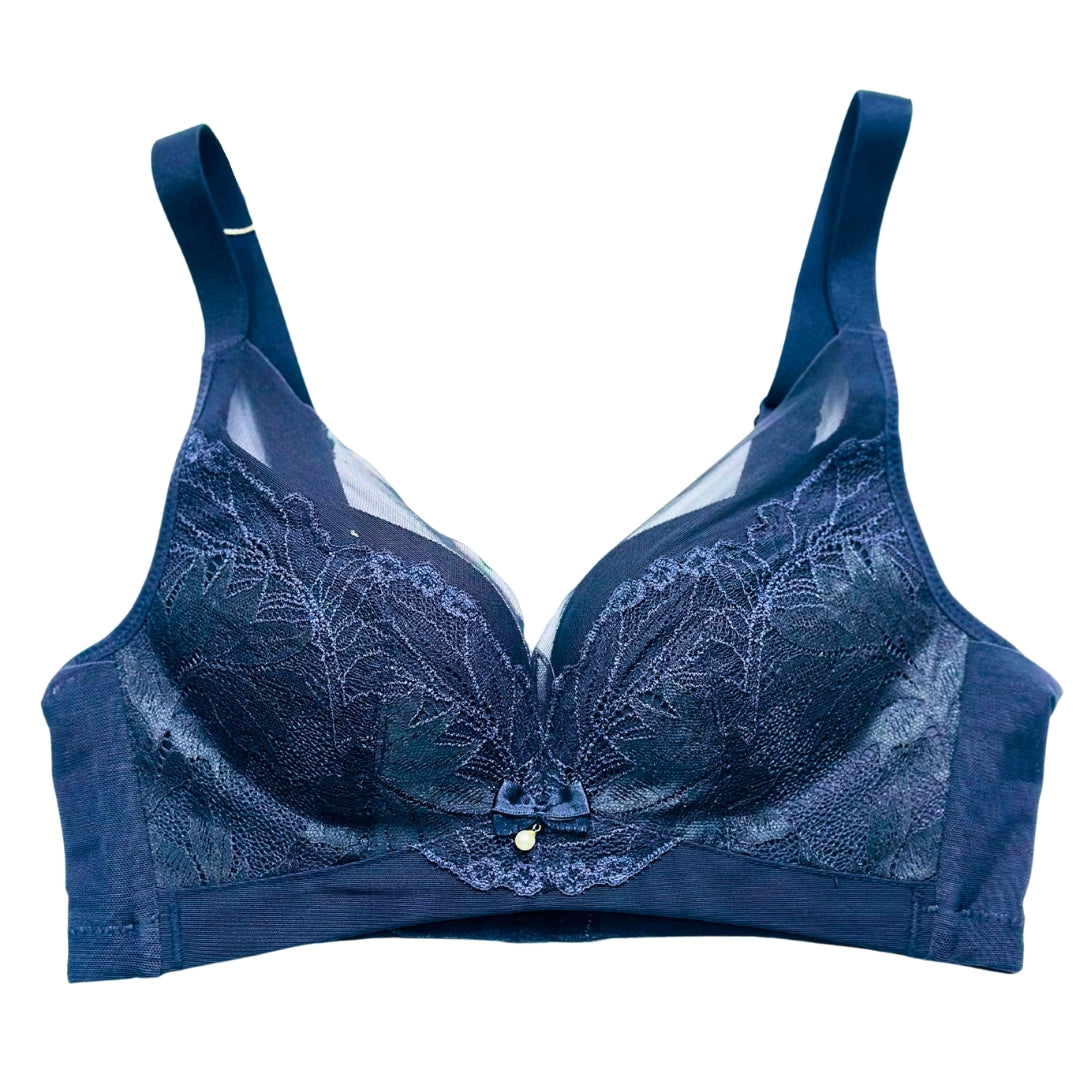 NAVY-LIGHT PADDED LACY NET BRA