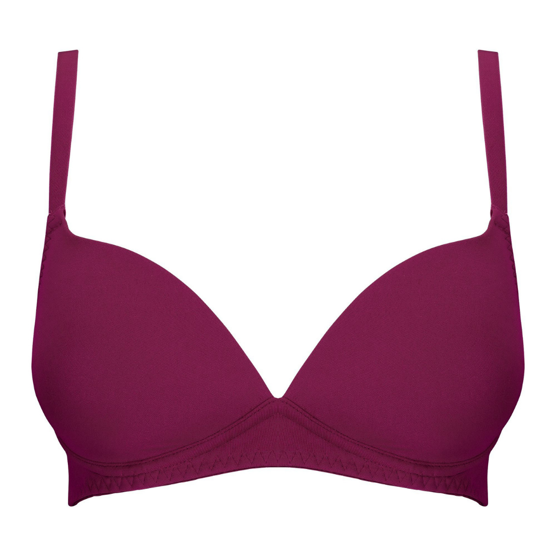 Magenta-Padded Wired Long Strap Bra