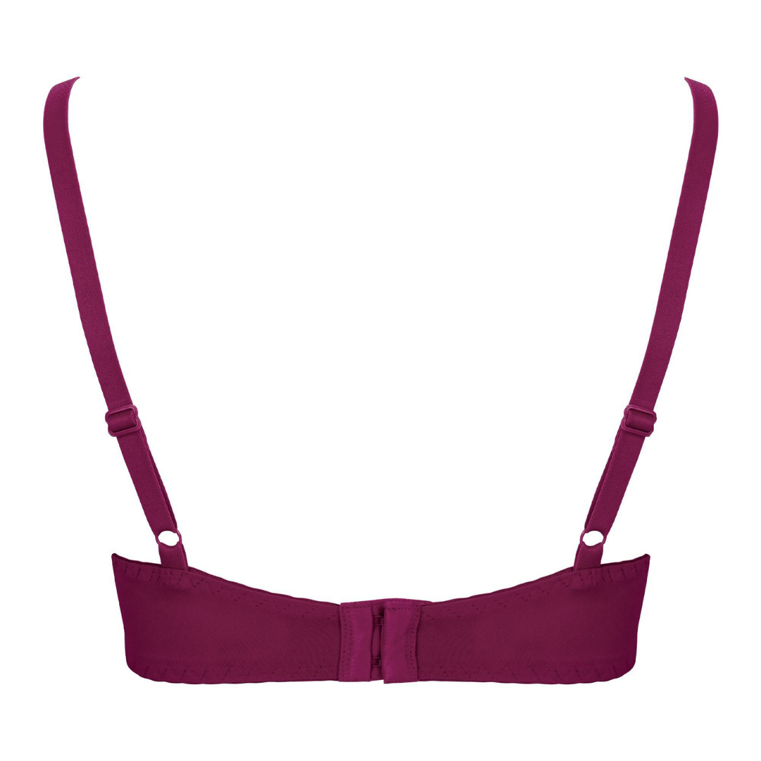 Magenta-Padded Wired Long Strap Bra
