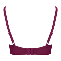 Magenta-Padded Wired Long Strap Bra