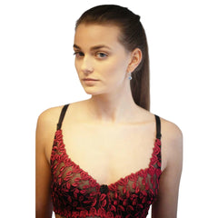 Floral Mesh Low Cut Wired / Non-Wired Full Cup Firm Hold Bra