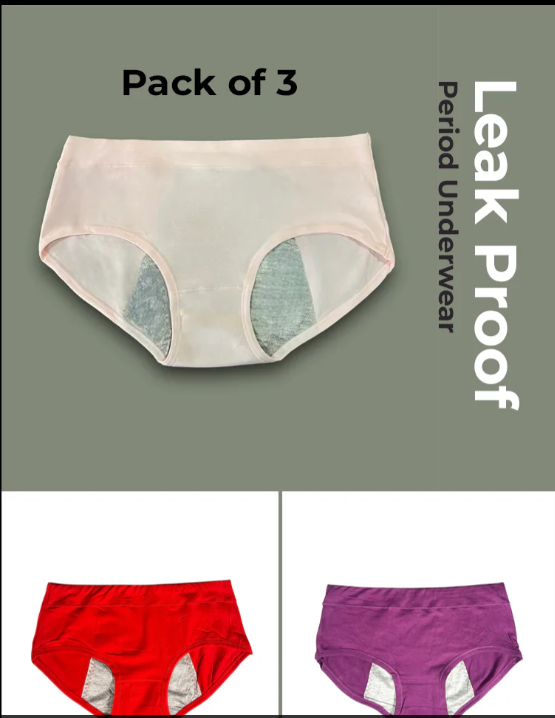 (Pack of 3) Leak Proof Double Layered Period Underwear