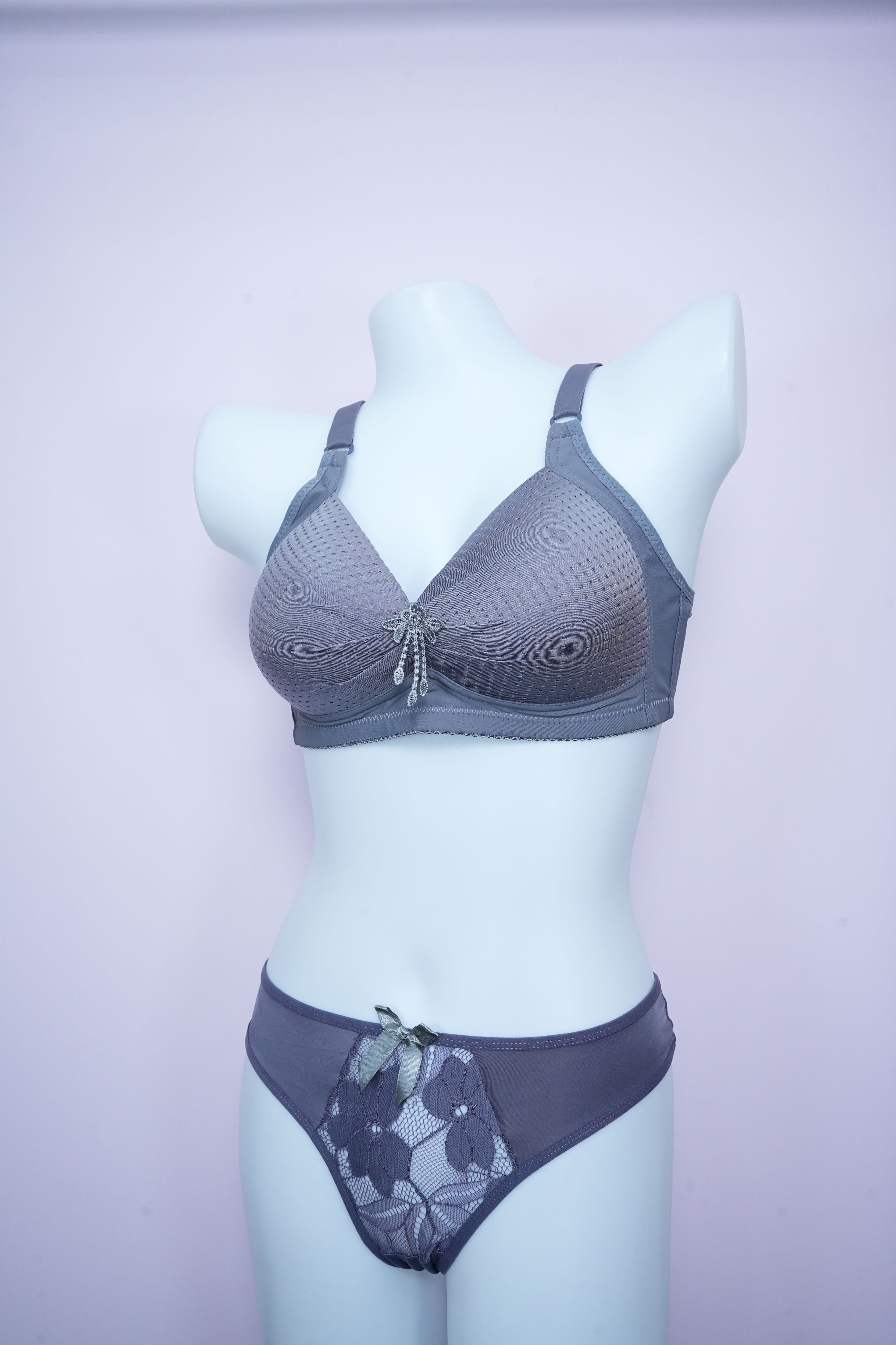 Navy Dotted Comfort Padded Bra n Pantie Set