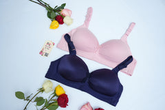 Navy Dotted Comfort Padded Bra n Pantie Set